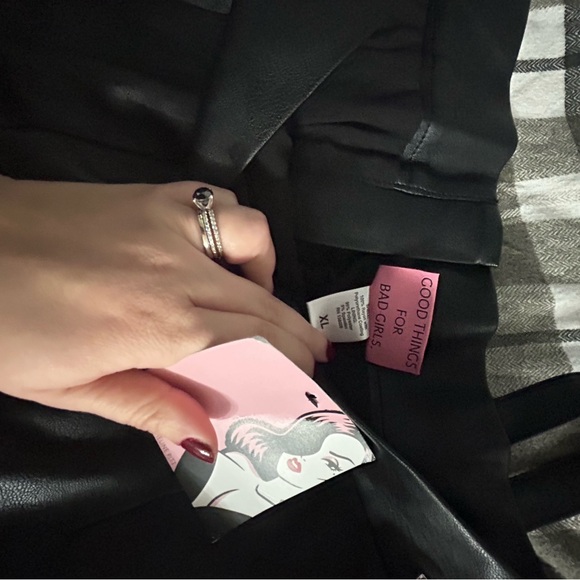 Vixen by Micheline Pitt Bad Girl Black Vegan Leather Cigarette Pants - Picture 3 of 3